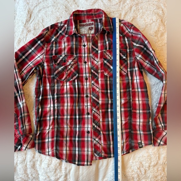 Machine Meds Red and Black Plaid Button Down Shirt Size xl B12 - Picture 7 of 8